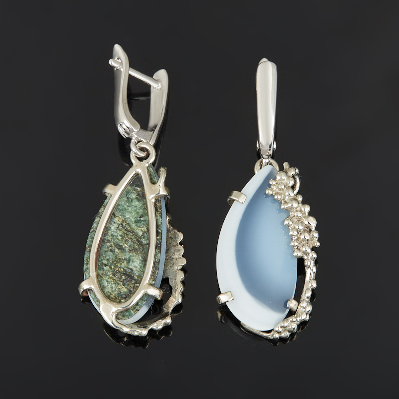 Серьги кахолонг (дублет) Казахстан (нейзильбер посеребр.)