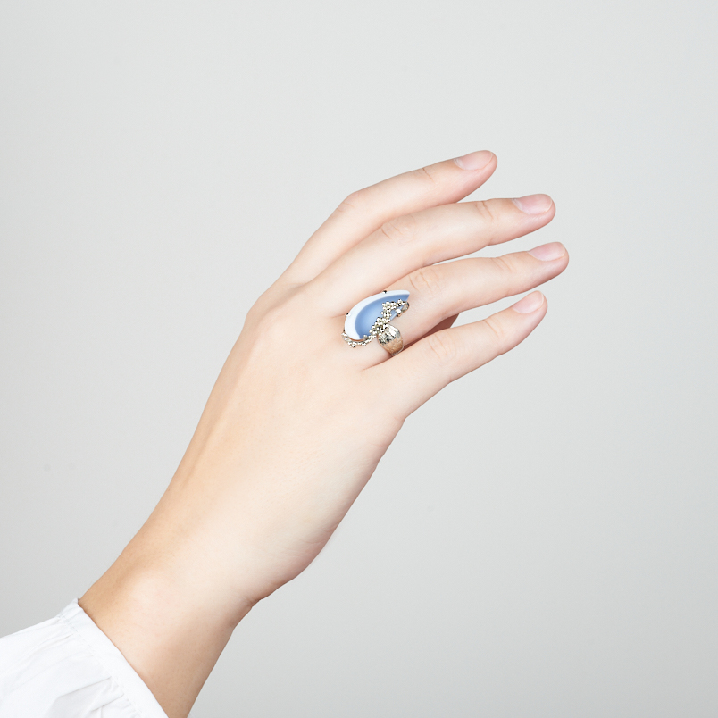 Кольцо кахолонг (дублет) Казахстан (нейзильбер) размер 17,5