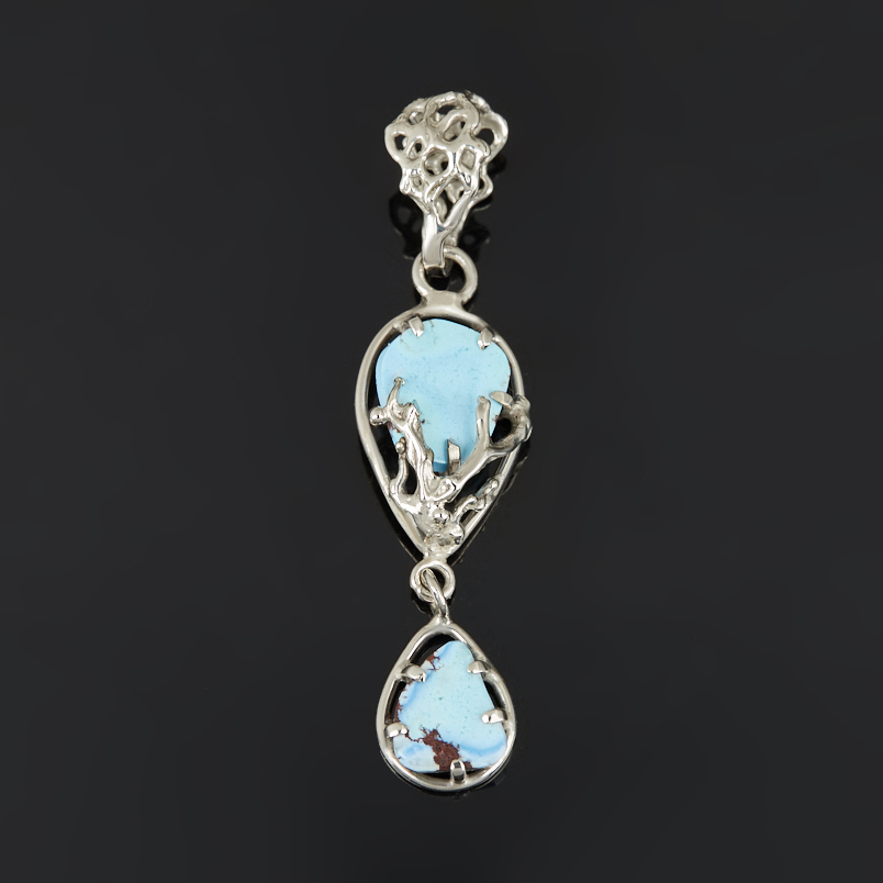 Кулон бирюза (дублет) Казахстан (нейзильбер) 6,5 см