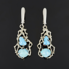 Серьги бирюза Казахстан (нейзильбер посеребр.)