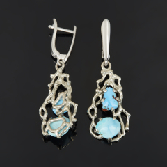 Серьги бирюза Казахстан (нейзильбер посеребр.)