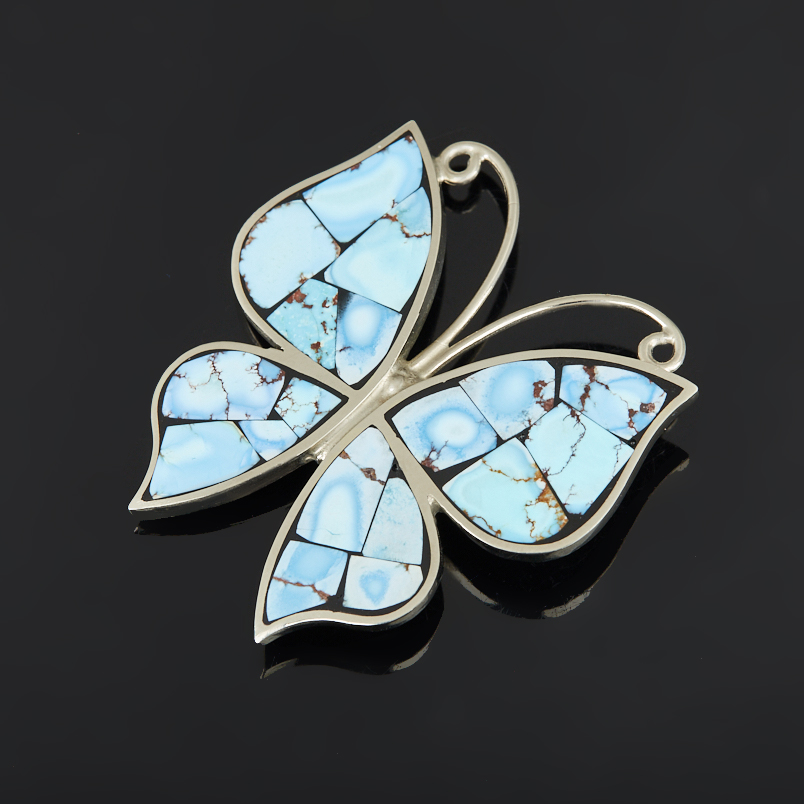 Брошь бирюза Казахстан (нейзильбер)