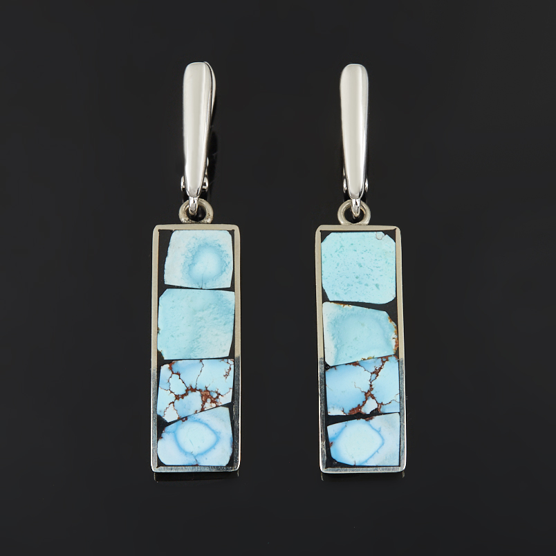 Серьги бирюза Казахстан (нейзильбер посеребр.)