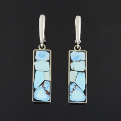 Серьги бирюза Казахстан (нейзильбер посеребр.)