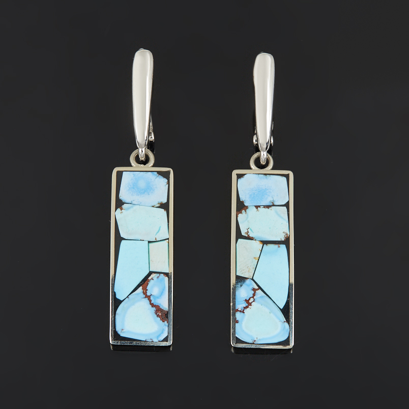 Серьги бирюза Казахстан (нейзильбер посеребр.)