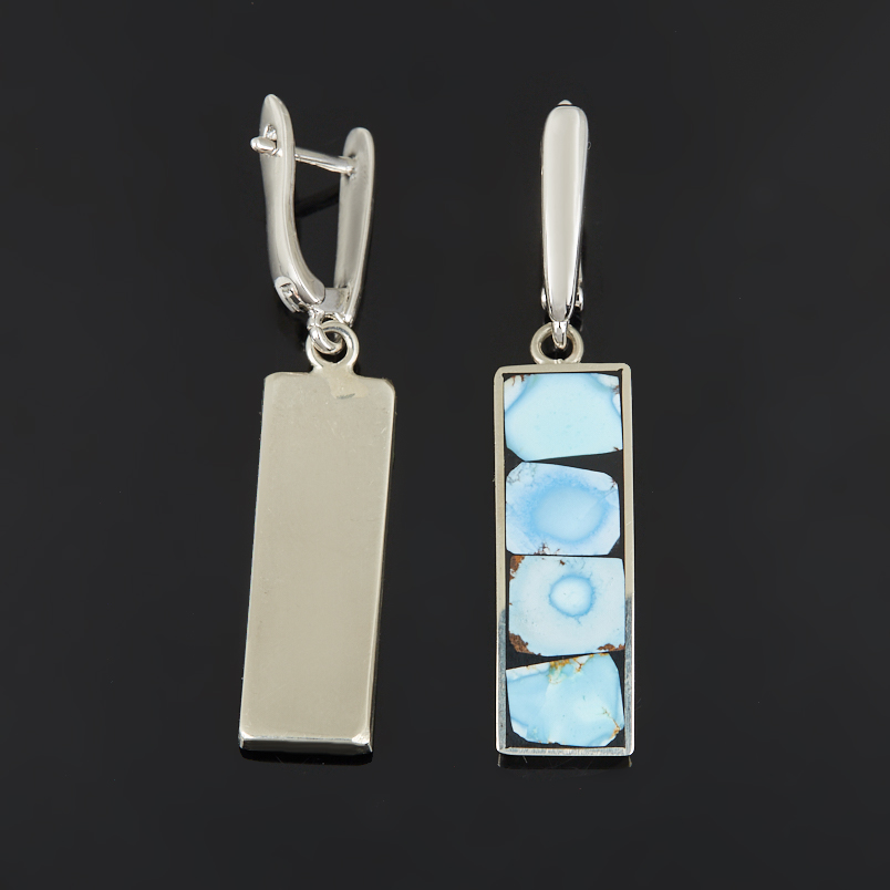 Серьги бирюза Казахстан (нейзильбер посеребр.)