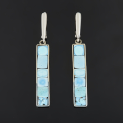 Серьги бирюза Казахстан (нейзильбер посеребр.)