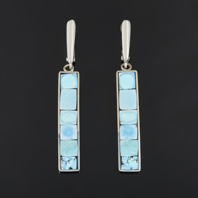 Серьги бирюза Казахстан (нейзильбер посеребр.)