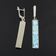 Серьги бирюза Казахстан (нейзильбер посеребр.)