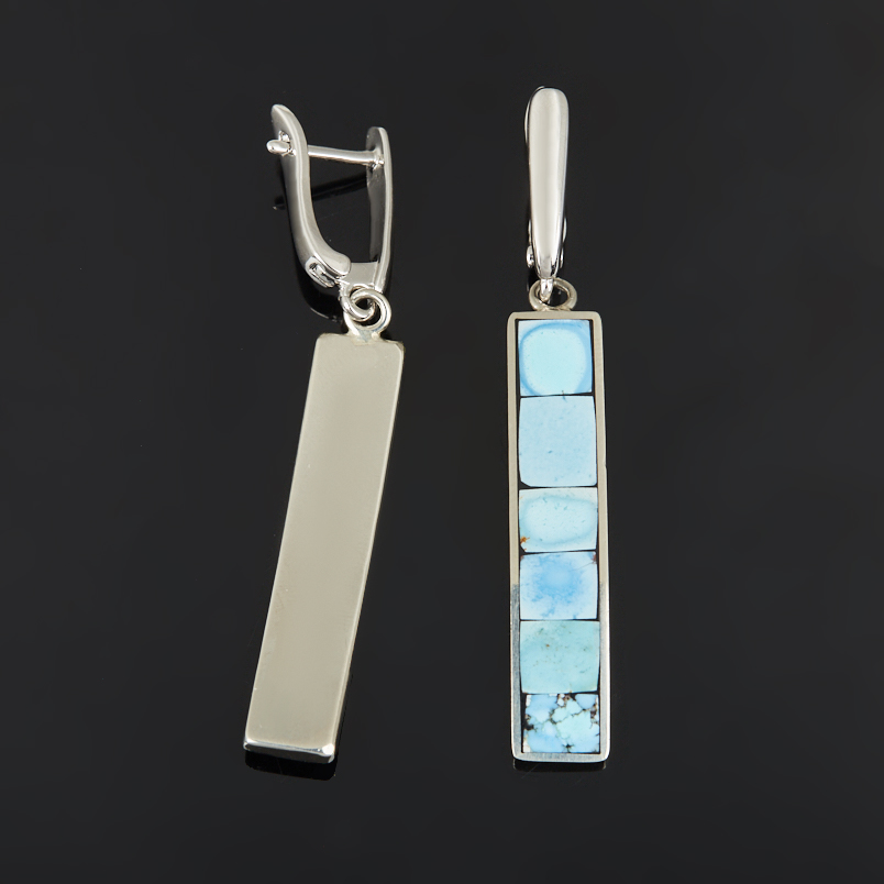 Серьги бирюза Казахстан (нейзильбер посеребр.)