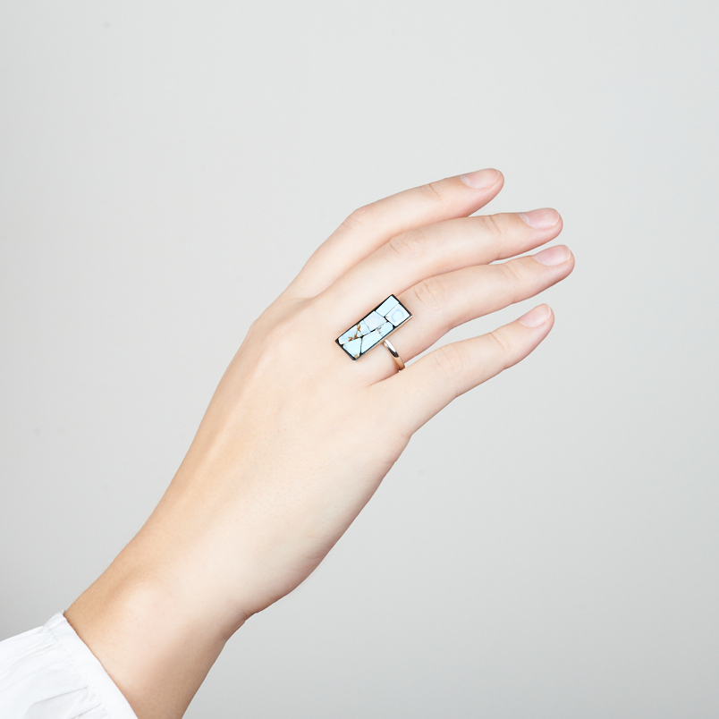 Кольцо бирюза Казахстан (нейзильбер) размер 17,5