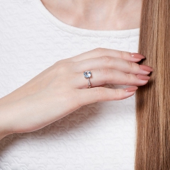 Кольцо топаз голубой Бразилия (серебро 925 пр. позолота) огранка размер 17