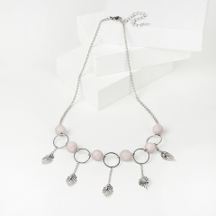 Бусы розовый кварц Бразилия (сталь хир.) (колье) 10 мм 46 см (+7 см)