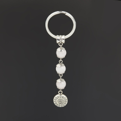 Брелок розовый кварц Бразилия (биж. сплав, сталь хир.) 7 см