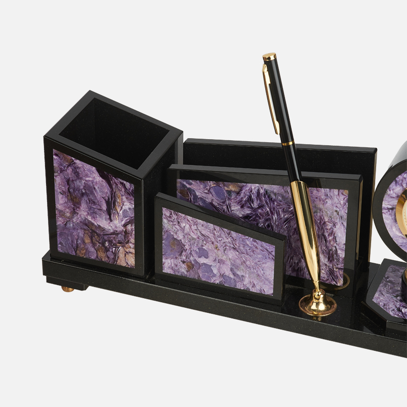 Письменный набор микс долерит, чароит 46х11х7,5 см