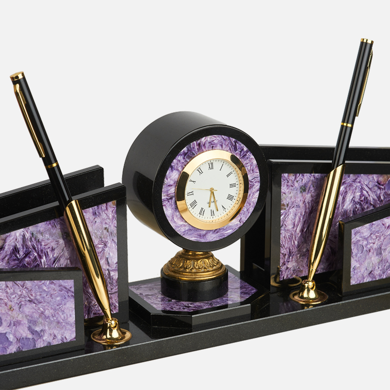 Письменный набор микс долерит, чароит 46х11х7,5 см