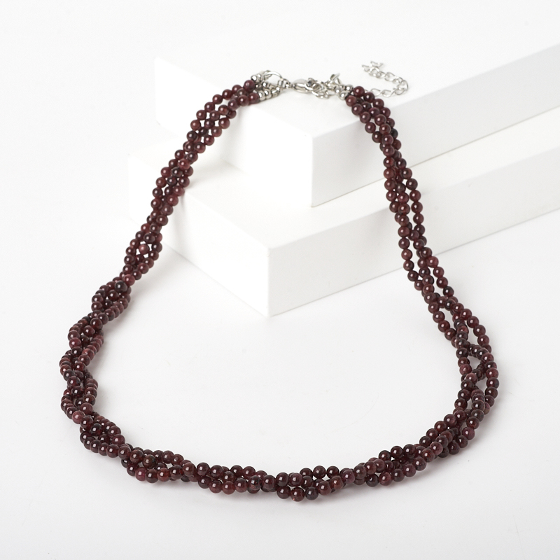 Бусы гранат альмандин Индия (сталь хир.) 3&nbsp;мм 48&nbsp;см (+7&nbsp;см)