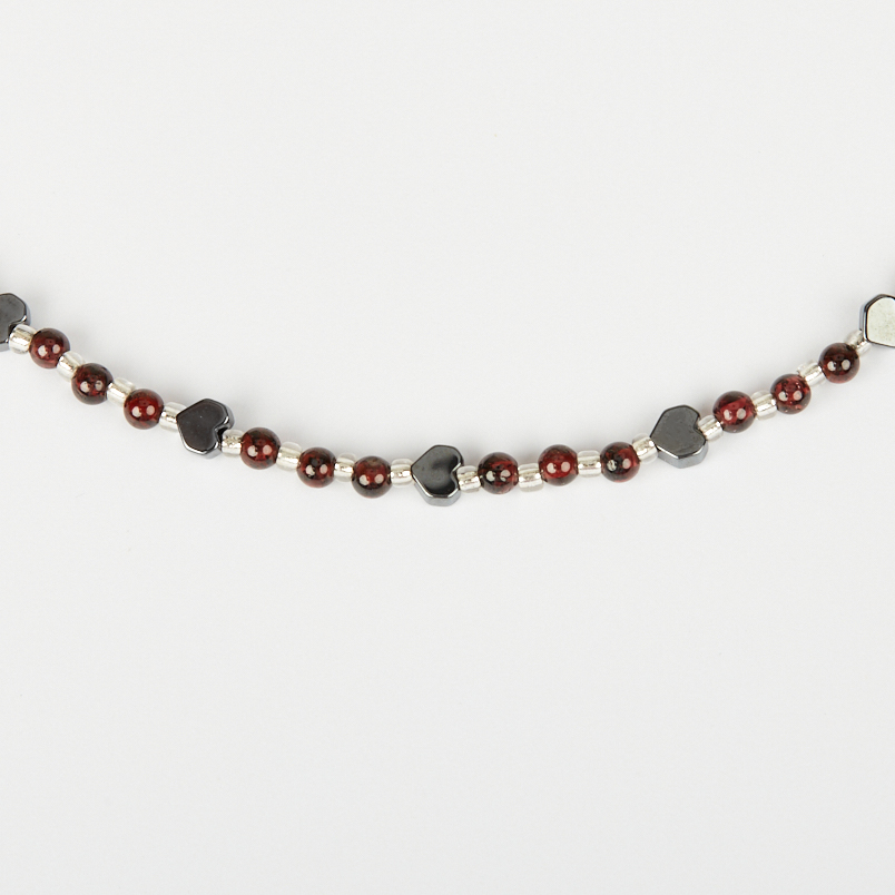Чокер гранат альмандин Индия (сталь хир.) 3 мм 40 см (+7 см)