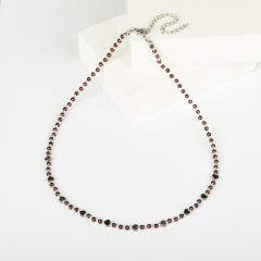 Чокер гранат альмандин Индия (сталь хир.) 3 мм 38 см (+7 см)