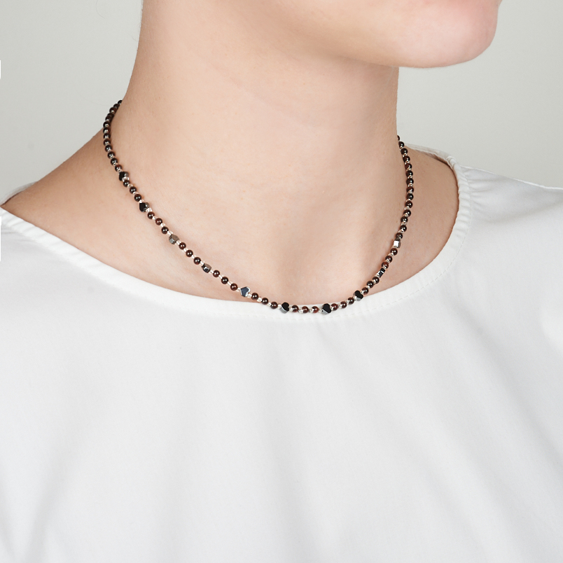 Чокер гранат альмандин Индия (сталь хир.) 3 мм 38 см (+7 см)