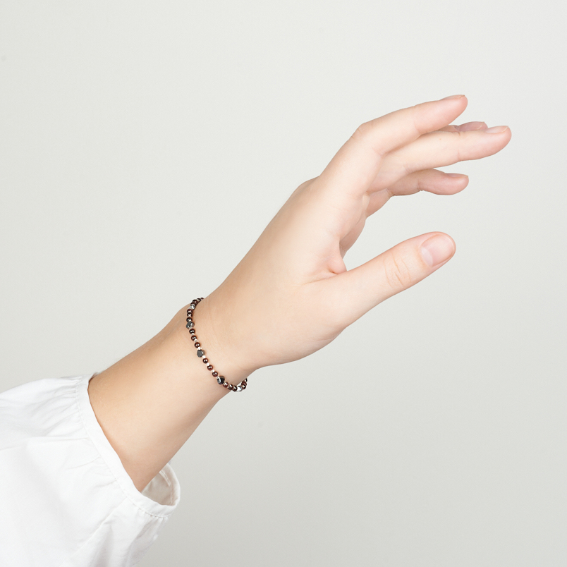 Браслет гранат альмандин Индия (сталь хир.) 3 мм 17 см (+3 см)