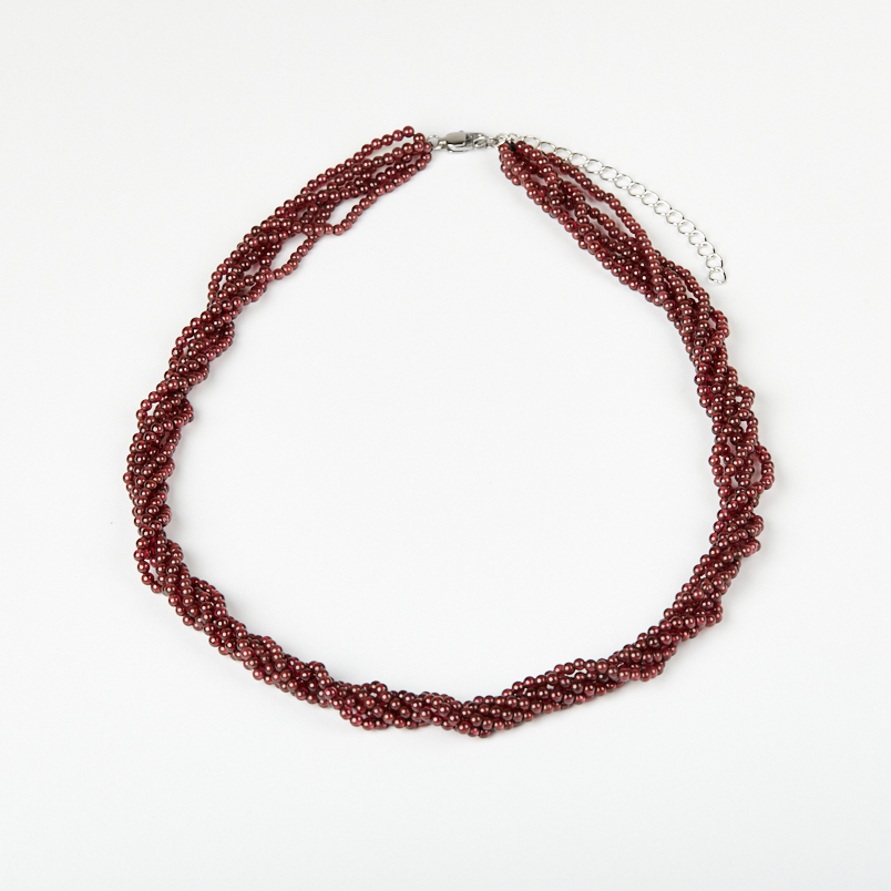 Бусы гранат альмандин Индия (сталь хир.) 2&nbsp;мм 46&nbsp;см (+7&nbsp;см)