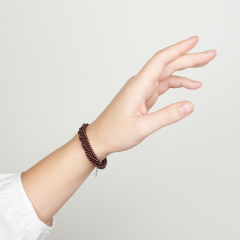 Браслет гранат альмандин Индия (сталь хир.) 2 мм 17 см (+3 см)