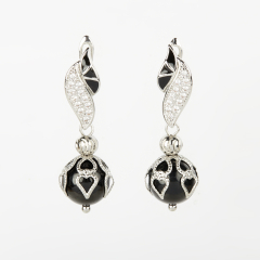 Серьги турмалин черный (шерл) Бразилия (биж. сплав)