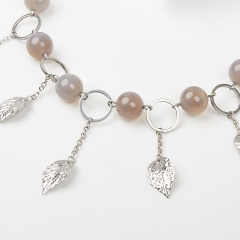 Бусы агат серый Ботсвана (сталь хир.) (колье) 10 мм 46 см (+7 см)