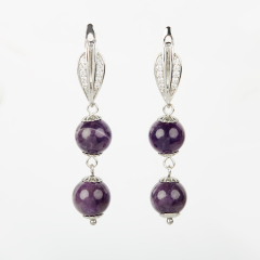 Серьги аметист Бразилия (биж. сплав родир. бел., сталь хир.)
