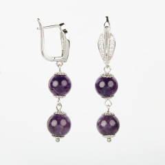 Серьги аметист Бразилия (биж. сплав родир. бел., сталь хир.)