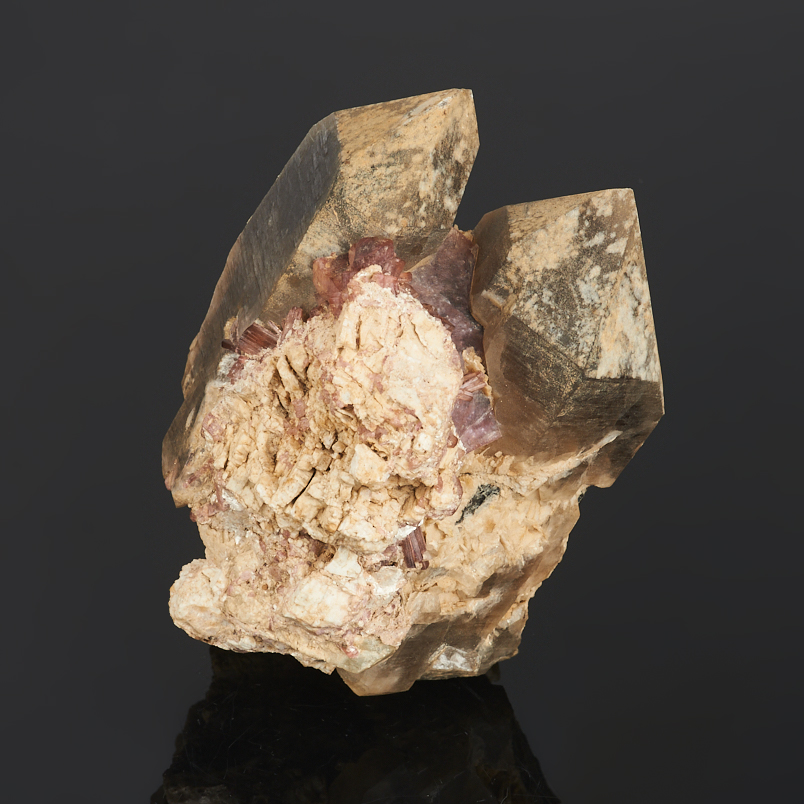 Друза раухтопаз, турмалин рубеллит (розовый) (12-16 см)