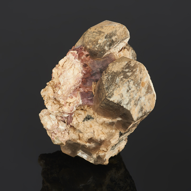 Друза раухтопаз, турмалин рубеллит (розовый) (12-16 см)