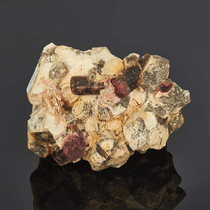 Друза турмалин розовый (рубеллит), раухтопаз Россия (16-20 см)