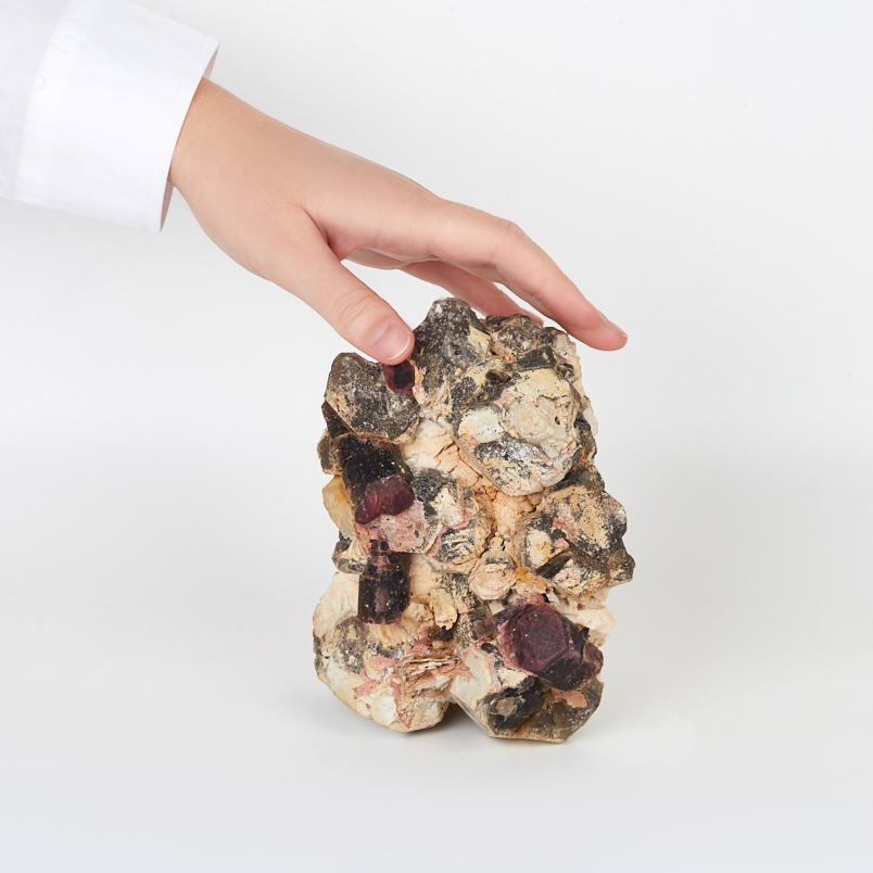 Друза турмалин розовый (рубеллит), раухтопаз Россия (16-20 см)