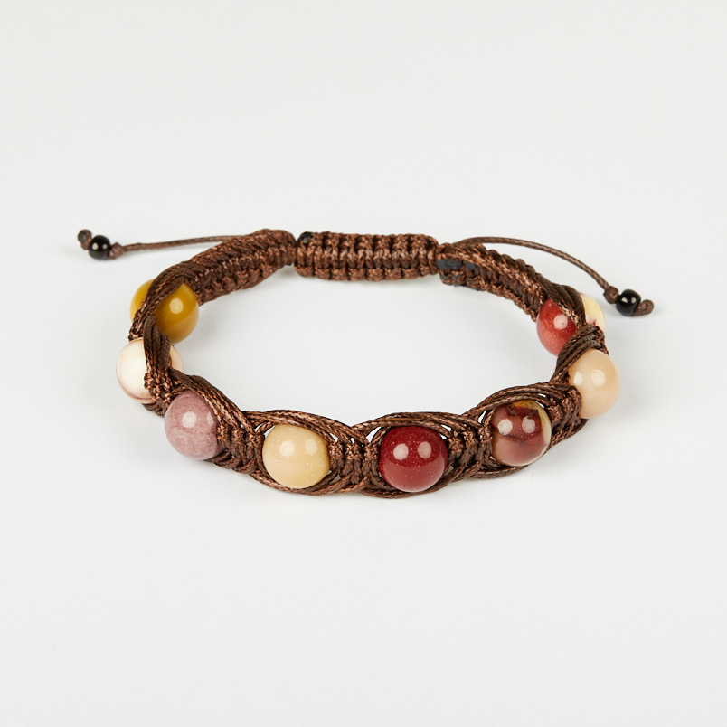 Браслет яшма мукаит Австралия (текстиль) шамбала 10 мм 17 см (регулируемый)