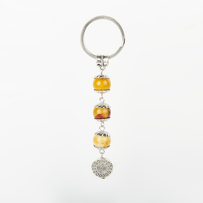 Брелок яшма мукаит Австралия (биж. сплав, сталь хир.) 7 см