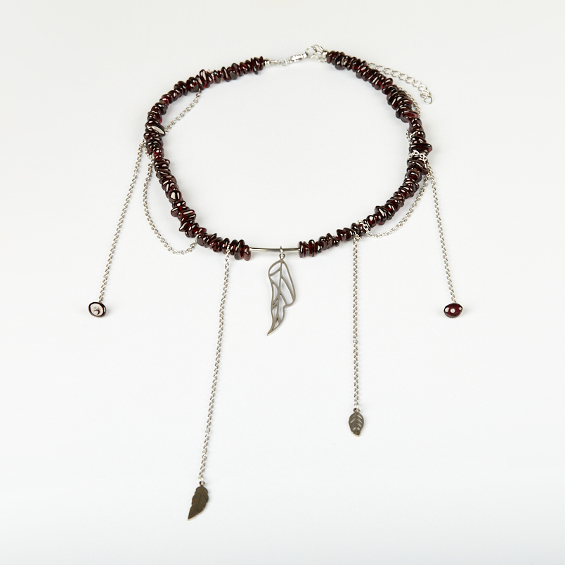 Бусы гранат альмандин Индия (сталь хир.) (колье) 40 см (+7 см)