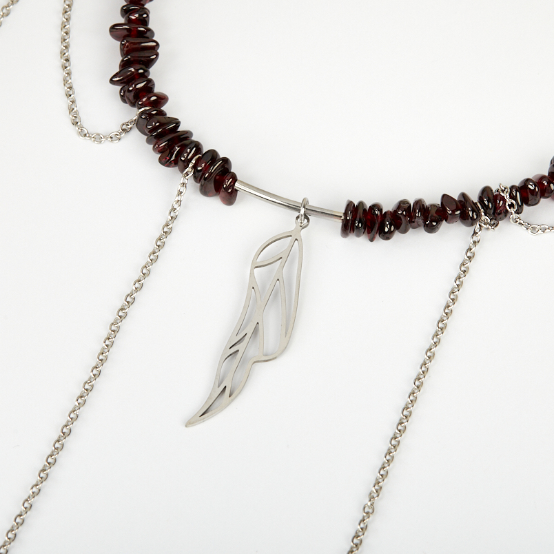 Бусы гранат альмандин Индия (сталь хир.) (колье) 40 см (+7 см)