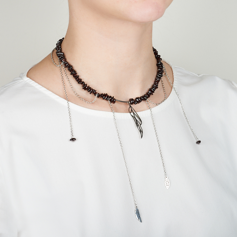 Бусы гранат альмандин Индия (сталь хир.) (колье) 40 см (+7 см)