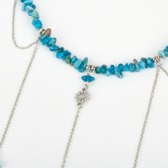 Чокер апатит синий Бразилия (сталь хир.) (колье) 38 см (+7 см)