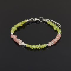 Браслет микс авантюрин, хризолит (сталь хир.) 17 см (+3 см)