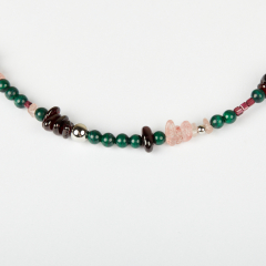 Бусы микс авантюрин, гранат, малахит (сталь хир.) 4 мм 44 см (+7 см)