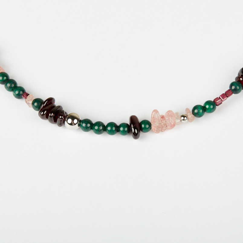 Бусы микс авантюрин, гранат, малахит (сталь хир.) 4 мм 44 см (+7 см)