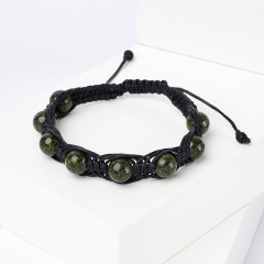 Браслет змеевик Россия (текстиль) шамбала 10 мм 16 см (регулируемый)