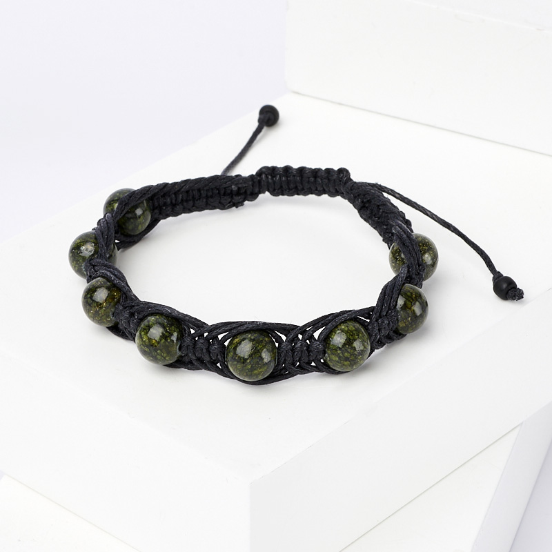 Браслет змеевик Россия (текстиль) шамбала 10 мм 20 см (регулируемый)