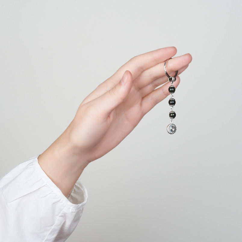 Брелок змеевик Россия (биж. сплав, сталь хир.) 6,5 см