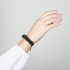 Браслет змеевик Россия (текстиль) шамбала 8 мм 17 см (регулируемый)