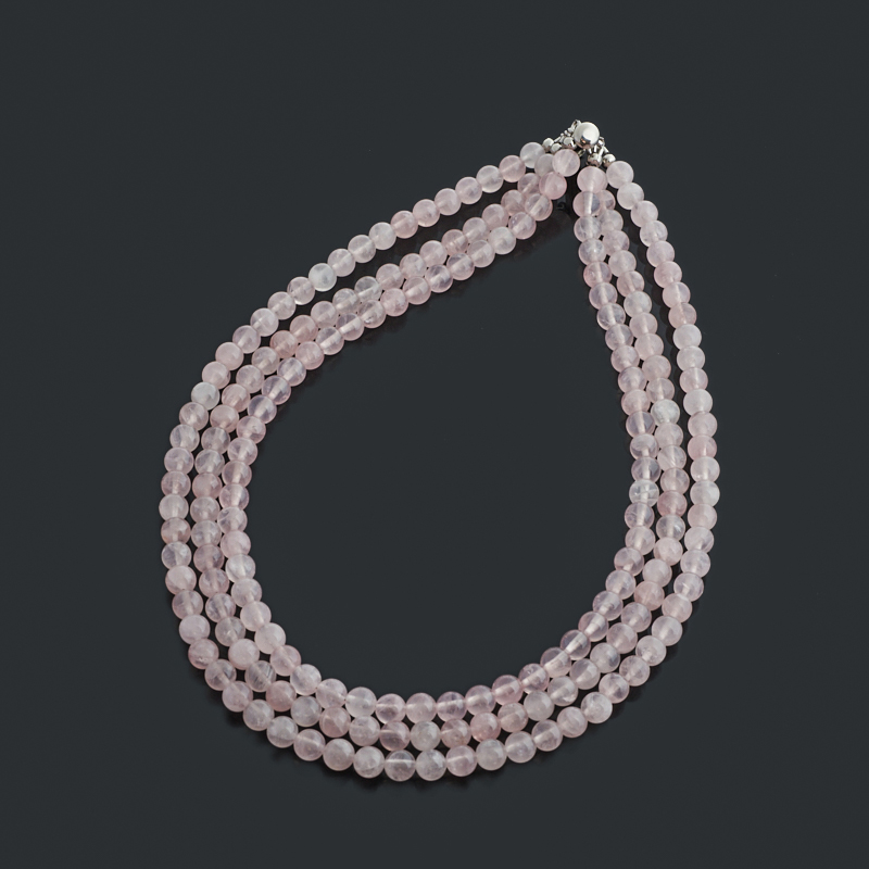 Бусы розовый кварц Бразилия (сталь хир.) 6 мм 52 см