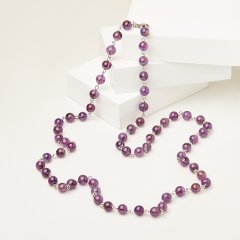 Бусы аметист Бразилия (сталь хир.) длинные 6 мм 126 см